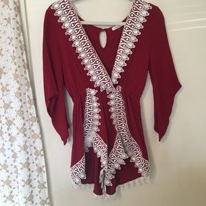 Red and White Flowy Romper From WinWin